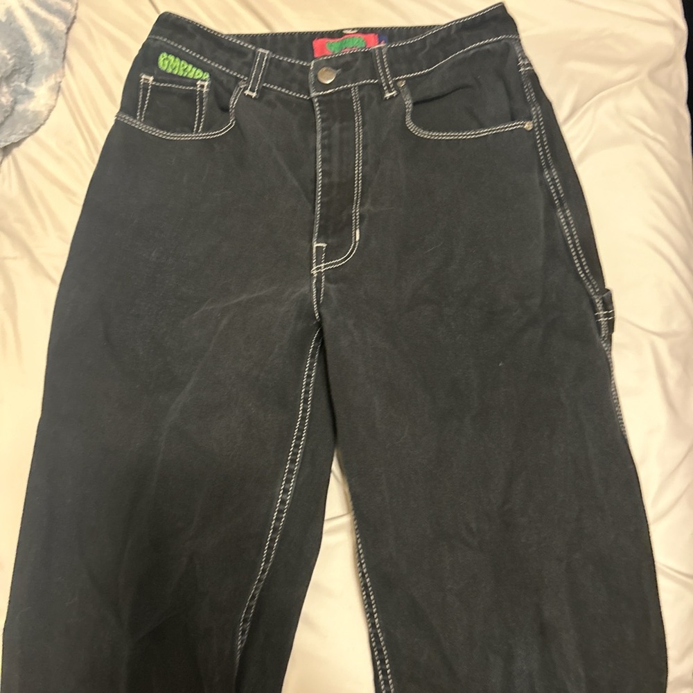 Zumiez Black Relaxed Jeans with Contrast Stitching